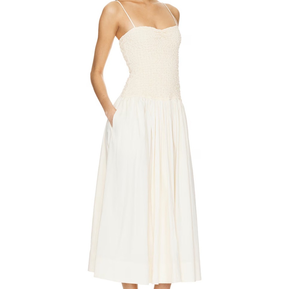 NWT Revolve LPA Stacci Midi Dress in Beige & Cream - Picture 3 of 4